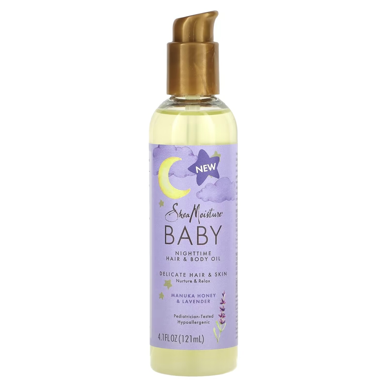 SheaMoisture Baby Ночное масло для волос и тела Manuka Honey & Lavender, 4,1 жидк. унции (121 мл) sheamoisture для детей ночное масло для волос и тела мед манука и лаванда 121 мл 4 1 жидк унции