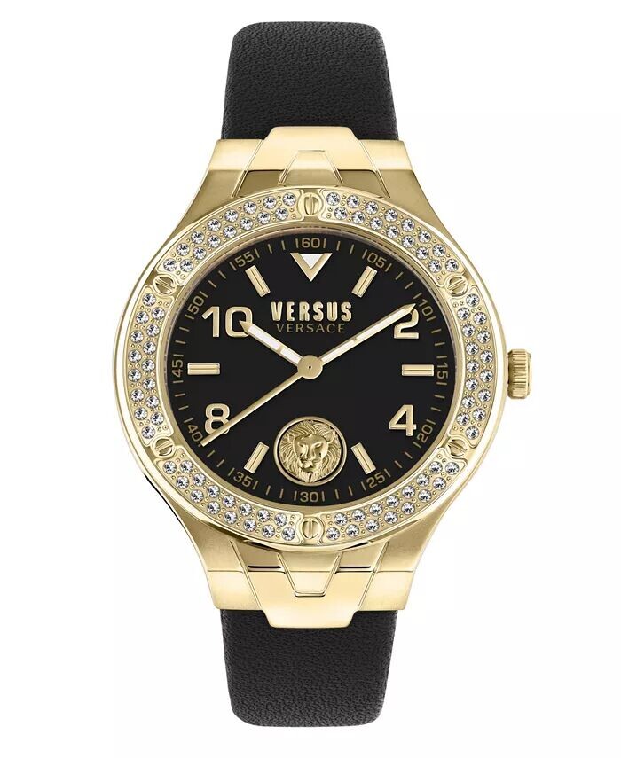 

Женские черные кожаные часы Vittoria с тремя стрелками, 38 мм Versus Versace, черный