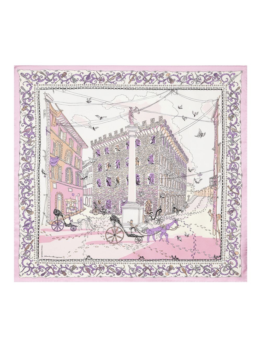 

Шелковый квадратный платок с принтом Palazzo Feroni FERRAGAMO