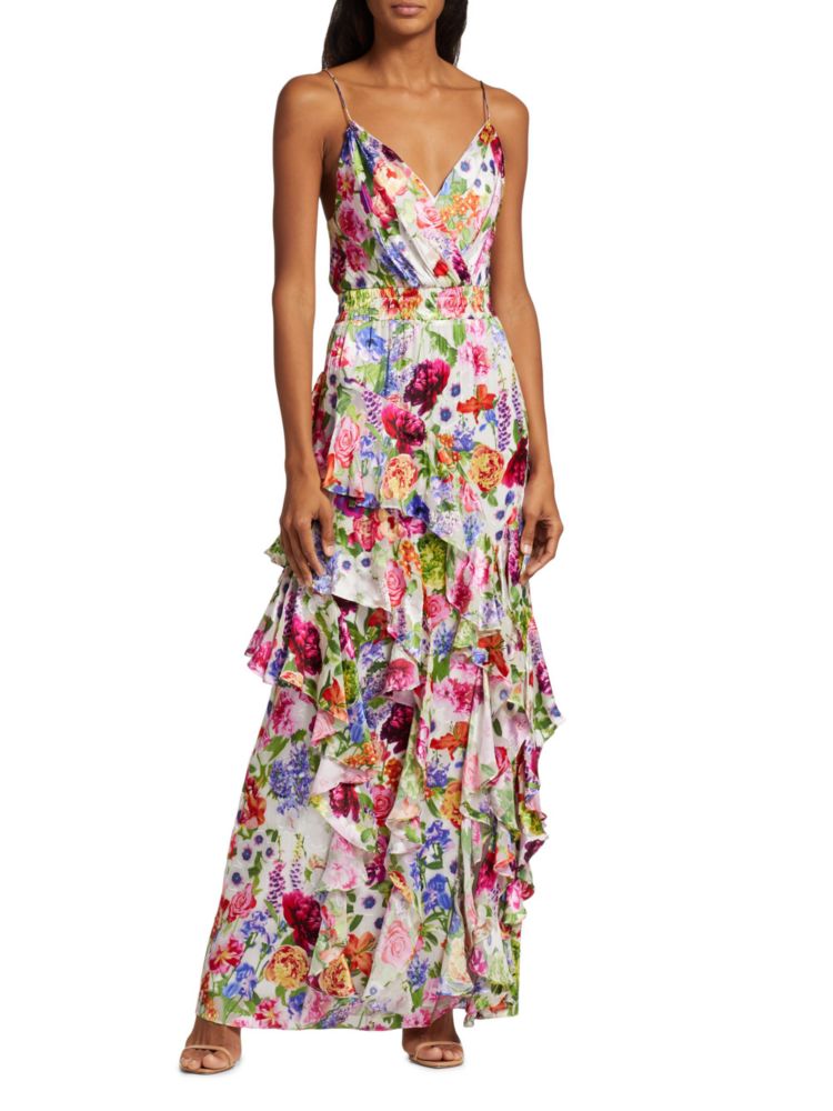 Платье макси с оборками и цветочным принтом Hayden Alice + Olivia, цвет Flower Shop