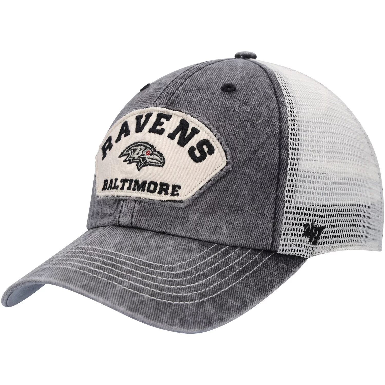 

Мужская черно-белая кепка '47 Baltimore Ravens Denali Trucker Clean Up Snapback