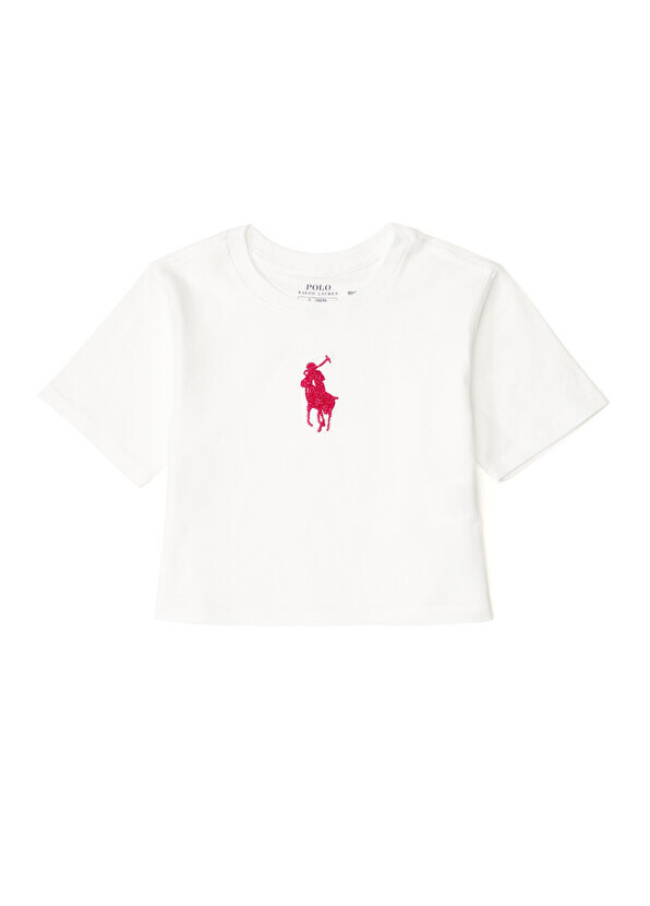 

Футболка для девочек с белым логотипом Polo Ralph Lauren