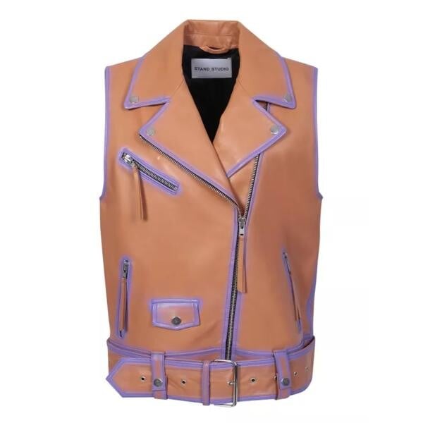 

Куртка tan and lilac biker vest Stand Studio, коричневый