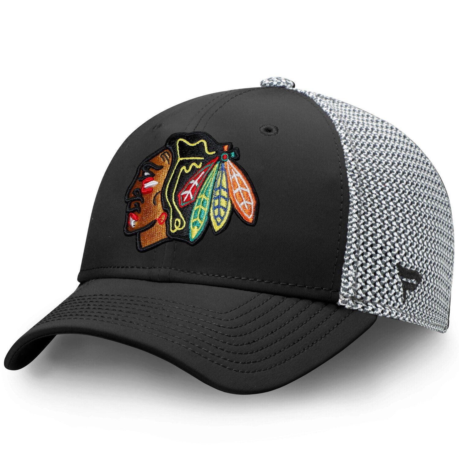 

Мужская кепка Fanatics черного/серого цвета с логотипом Chicago Blackhawks Versalux Speed ​​Flex Hat