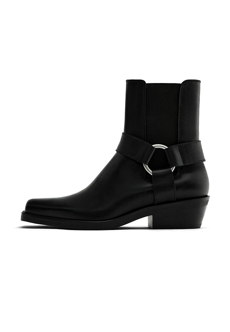 

Ботильоны With Side Horsebit Massimo Dutti, черный