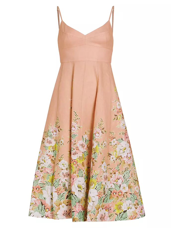 

Льняное платье миди Matchmaker Picnic Zimmermann, цвет buff coral floral