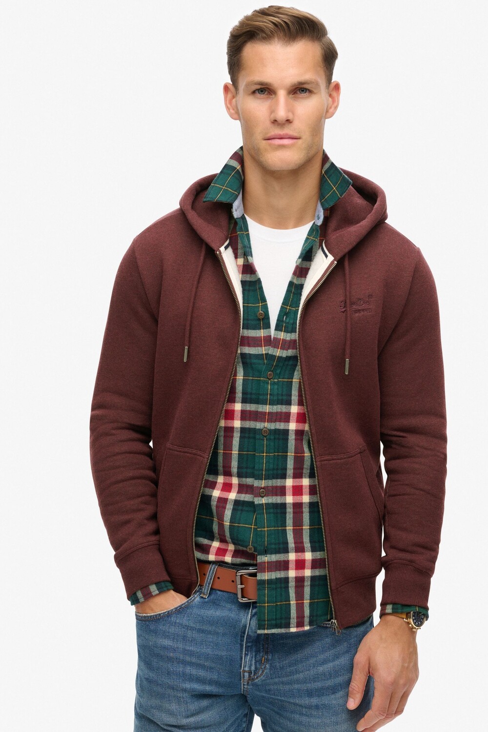 

Толстовка с капюшоном на молнии с логотипом Essential Superdry, красный