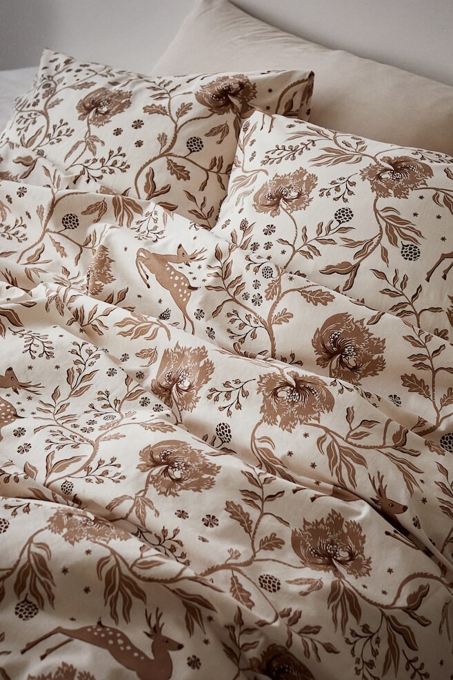 

Хлопковое постельное белье для двуспальных кроватей или кроватей king size H&M, бежевый