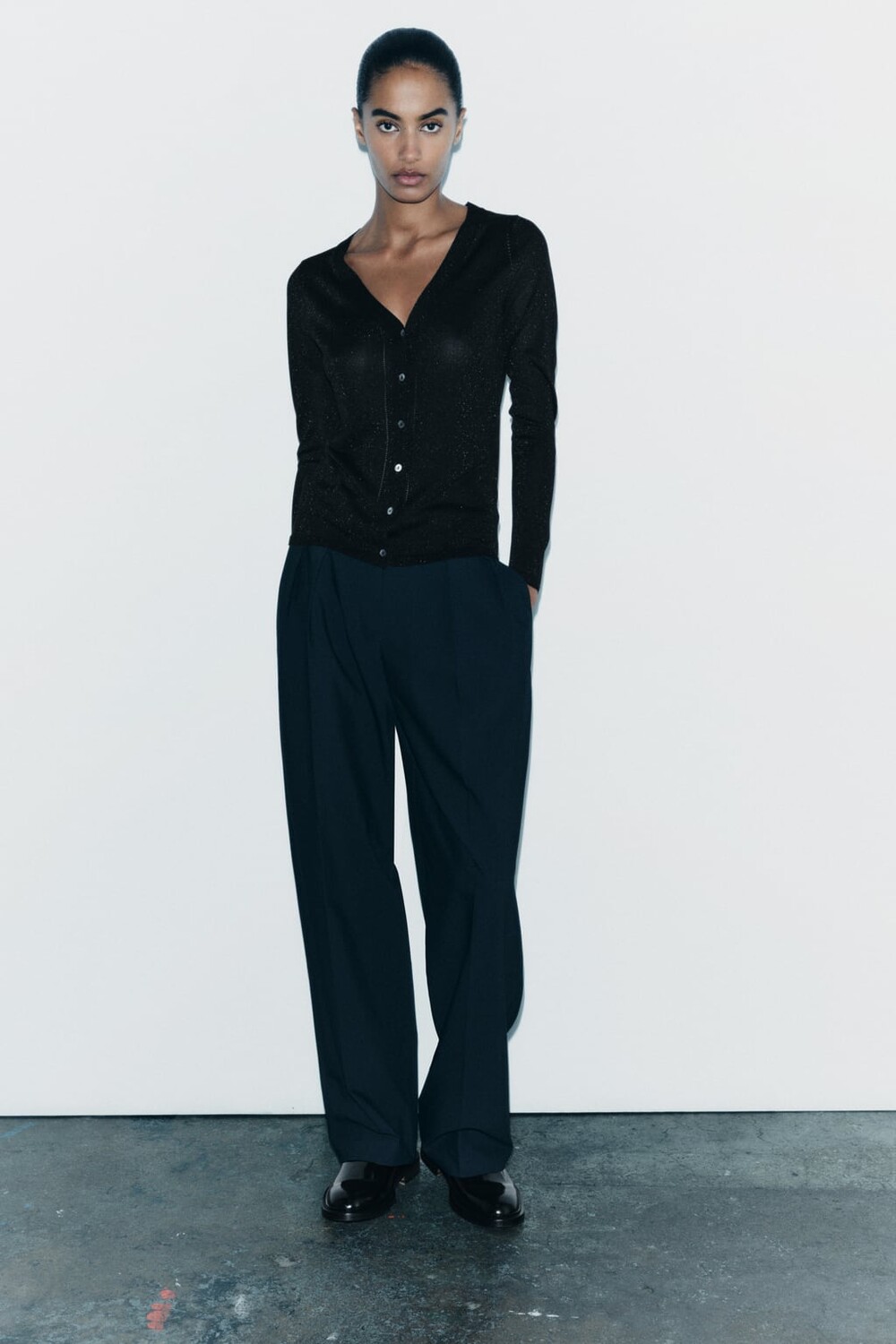 

Кардиган блестящей вязки ZARA, черный