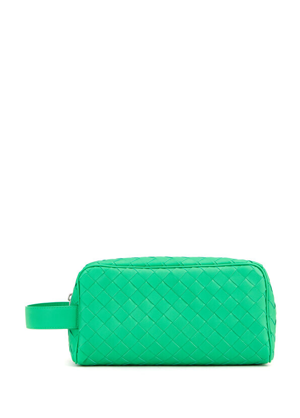 

Зеленая кожаная сумка для бритья Bottega Veneta