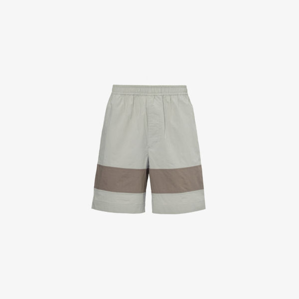 Хлопковые шорты прямого кроя в стиле колор-блок barrel Craig Green, серый