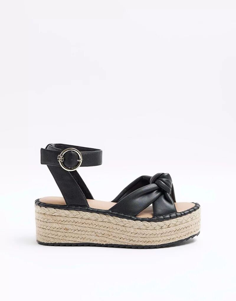 

Черные эспадрильи с широкими узлами River Island