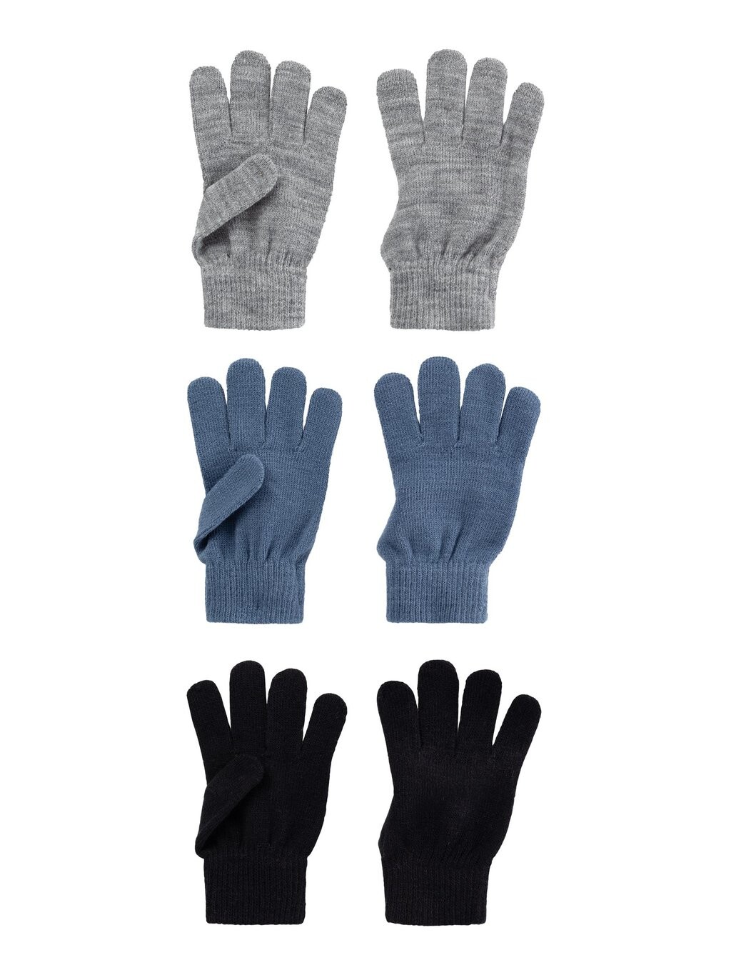 

Перчатки Nknmagic Unisex 3 Pack Name it, цвет bering sea/with grey melange/black