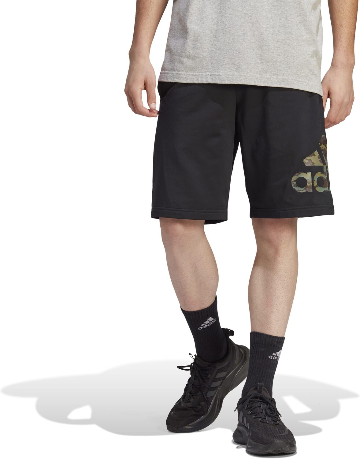 

Трикотажные шорты с камуфляжным принтом Big & Tall adidas, черный