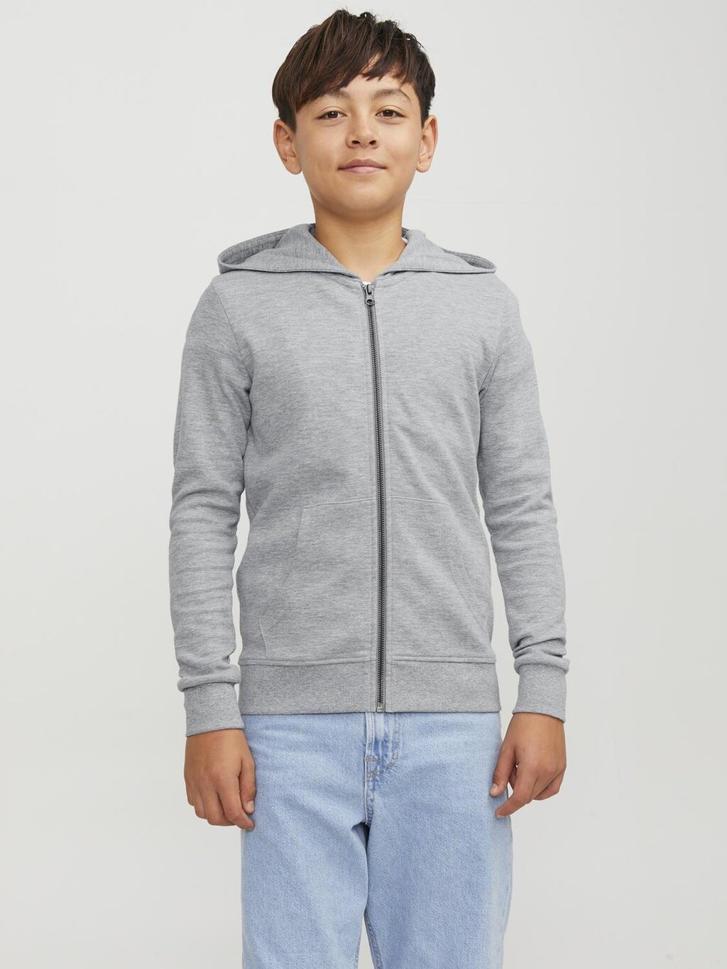 

Толстовка JJEBASIC ZIP HOOD Jack & Jones Junior, цвет light grey melange