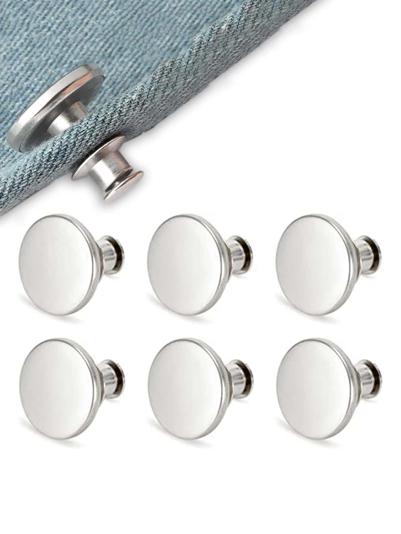 6 шт./компл. женская круглая универсальная кнопка для ежедневного украшения, серебро