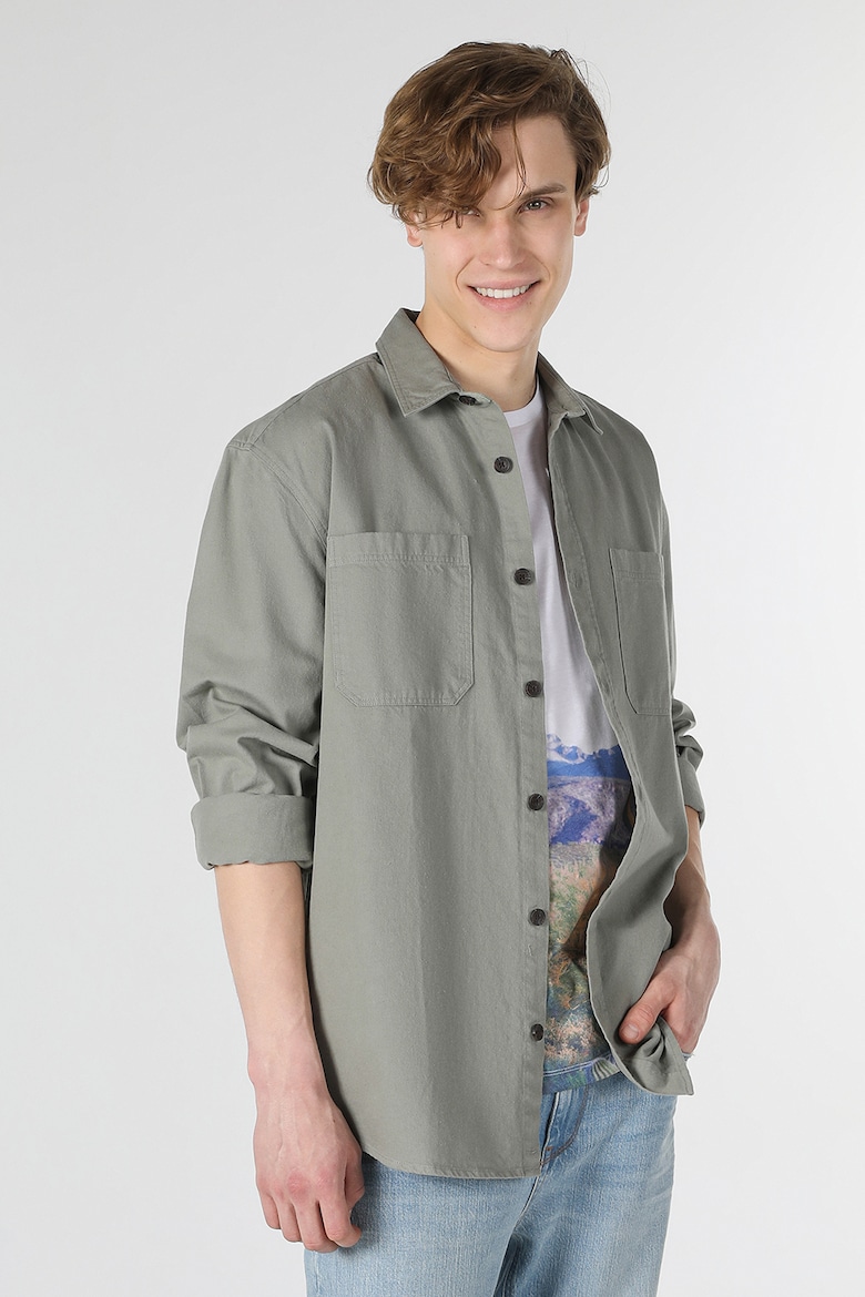 Хлопковая рубашка с вшитыми карманами Colin'S, серый цена и фото