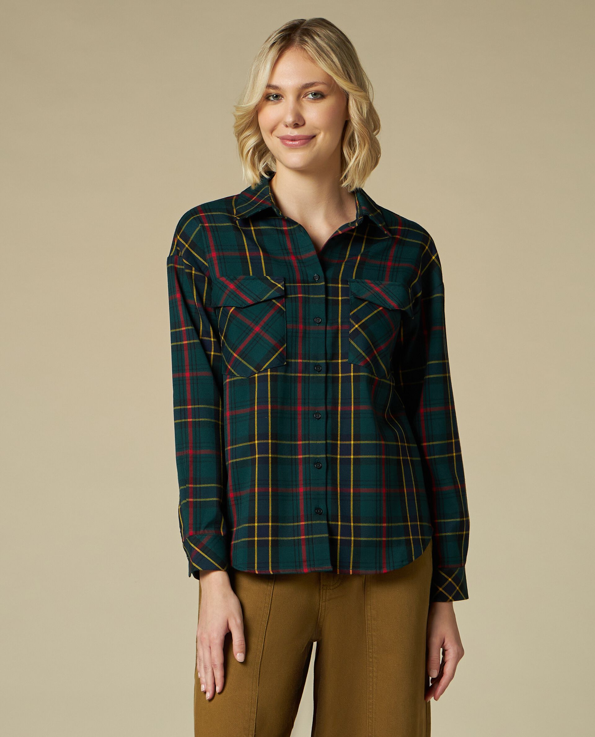Женская рубашка в клетку из смесовой вискозы стрейч NICE&CHIC, черный цена и фото