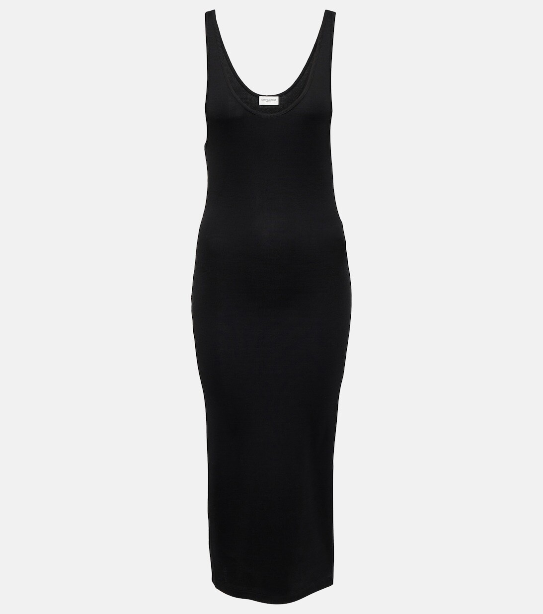 

Платье миди из смесового шелка SAINT LAURENT, черный