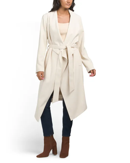

Пальто с воротником-конвертом и драпировкой Bcbgmaxazria, цвет Cream