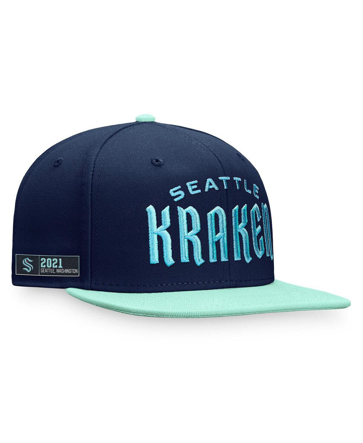 

Мужская фирменная темно-синяя, голубая кепка Seattle Kraken Iconic с цветными блоками Snapback Fanatics