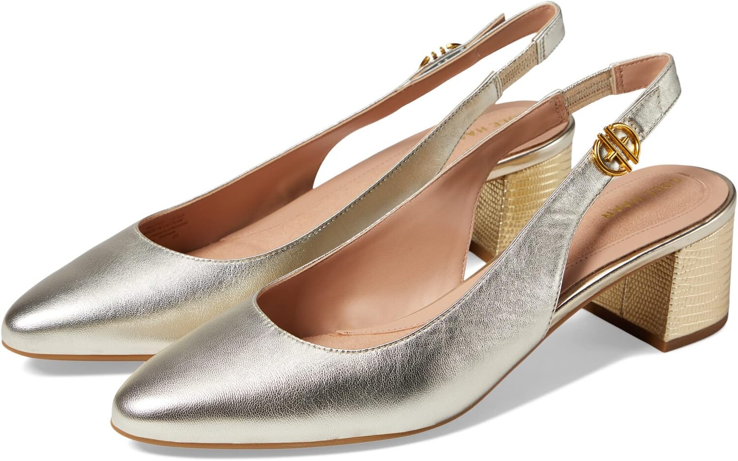 

Туфли The Go-To Slingback Pump 45 mm Cole Haan, цвет Gold Leather