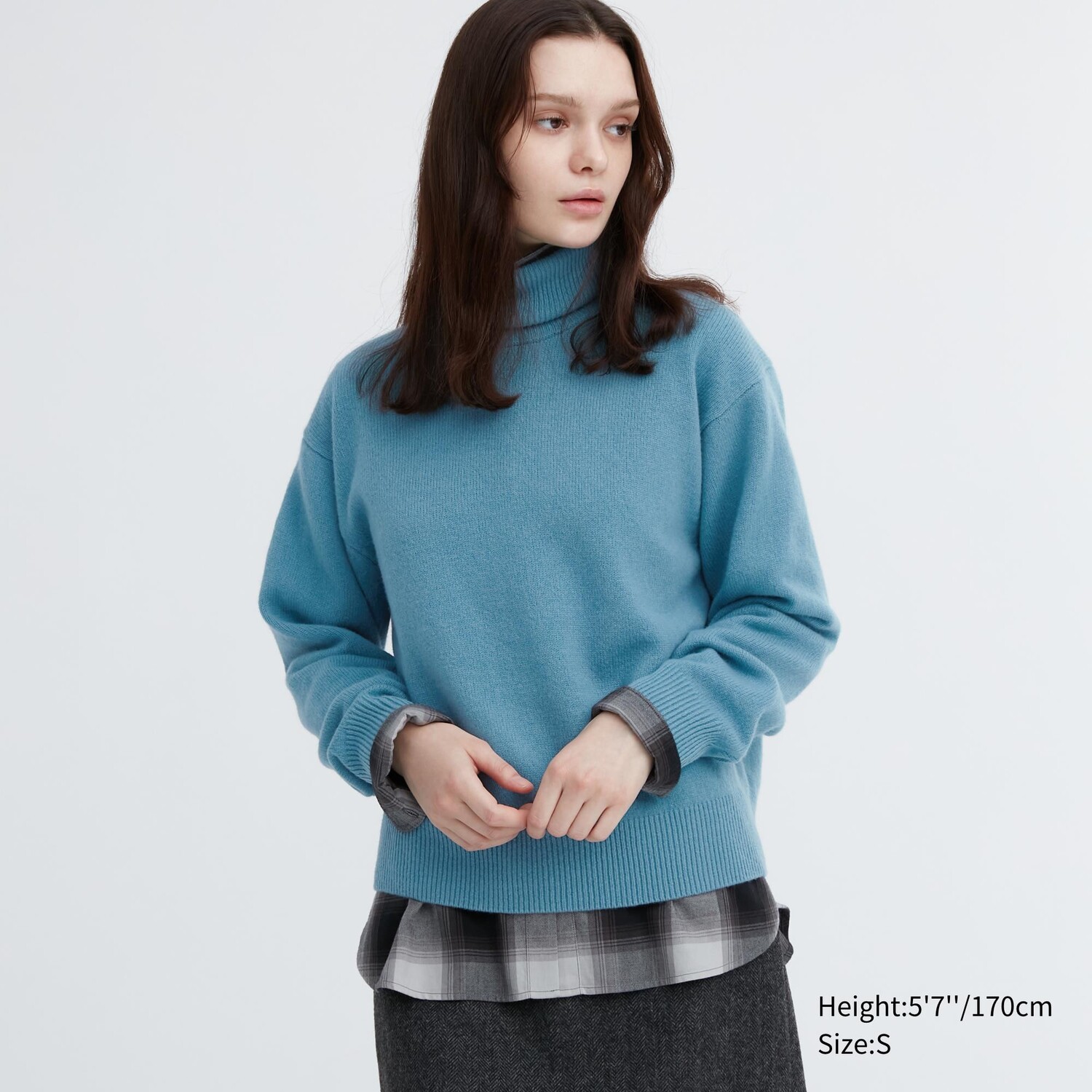 

Джемпер премиум-класса из овечьей шерсти с высоким воротником Uniqlo, синий