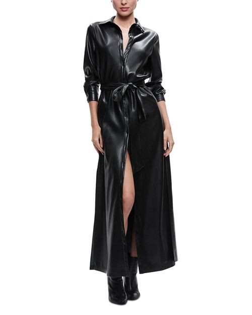 

Платье-рубашка макси из искусственной кожи Chassidy Alice and Olivia, цвет Black