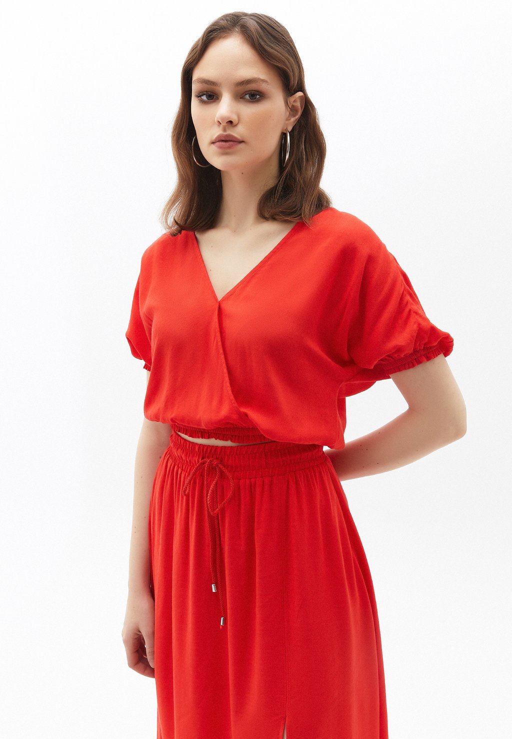 Блуза OXXO с глубоким вырезом, красный