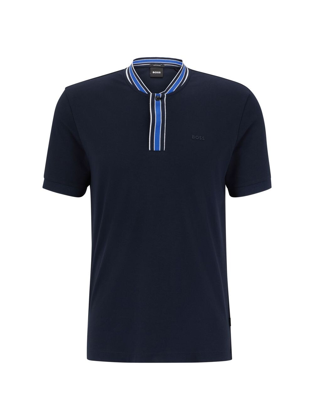 

Хлопковая футболка Interlock Henley BOSS, синий