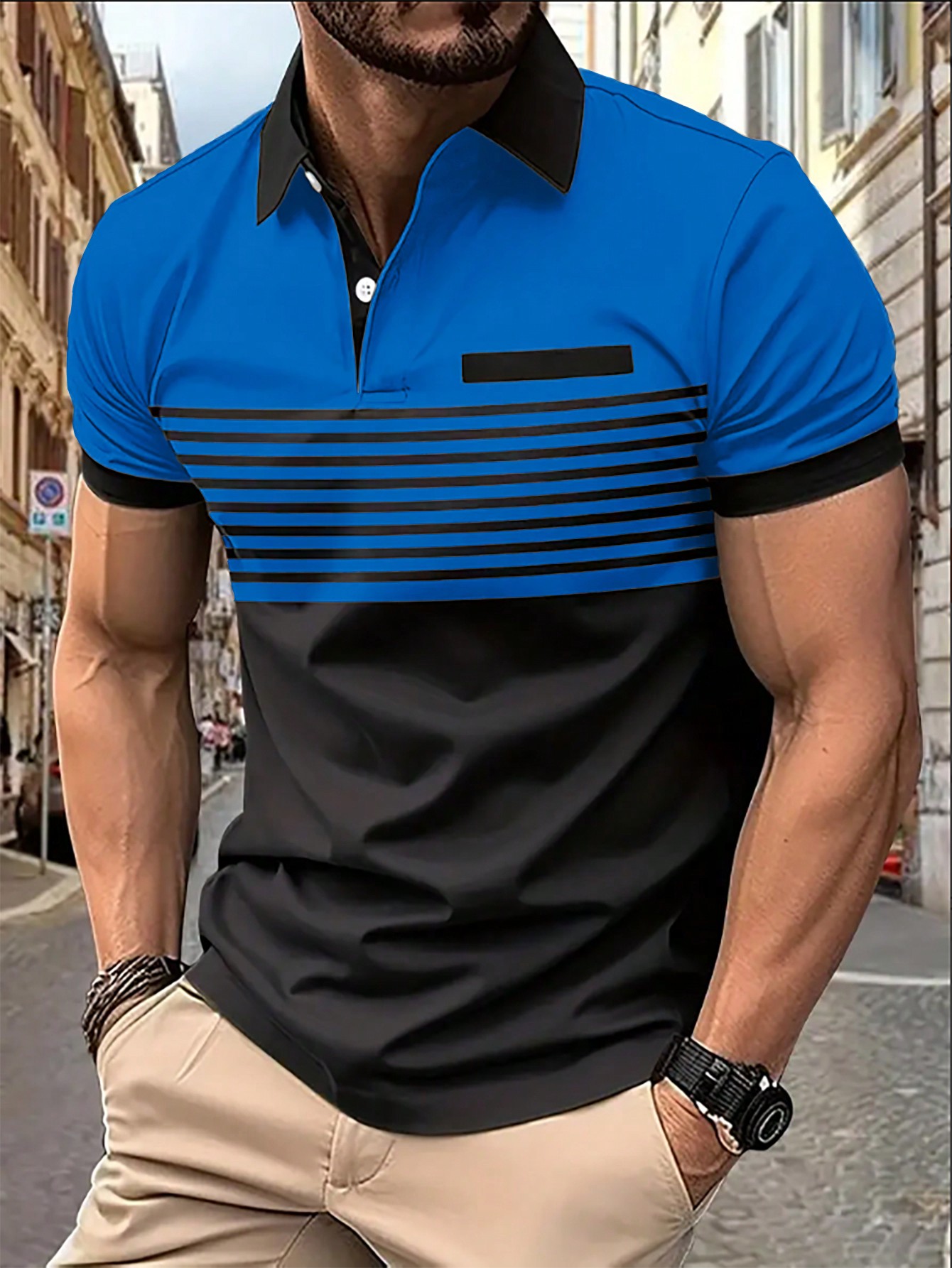 Мужская рубашка-поло контрастного цвета Manfinity Homme, черный рубашка поло для мальчика в полоску 80434 мош20 36 140