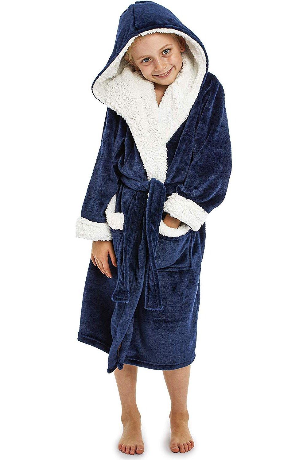 Флисовый халат и махровый халат CityComfort, синий халат детский с именем miss белый