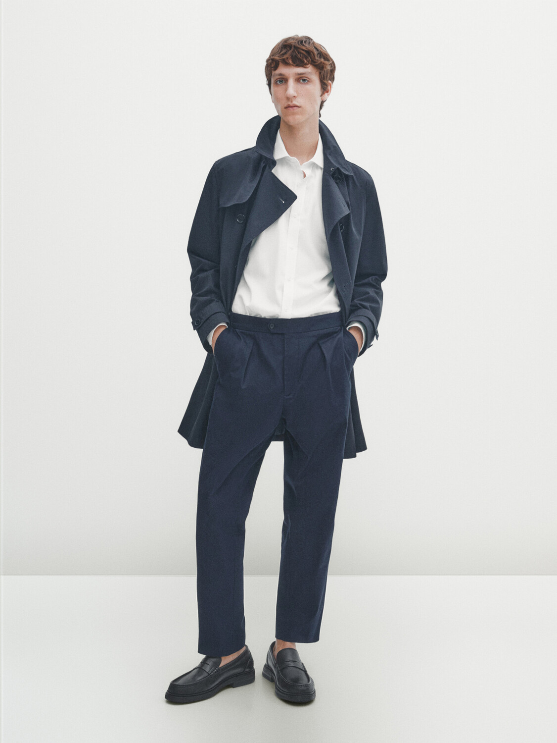 

Рубашка из хлопка приглаженного кроя Massimo Dutti, белый