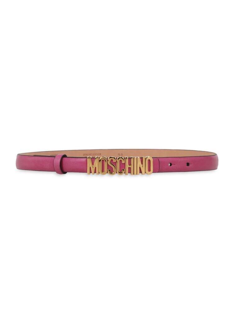 

Кожаный ремень с логотипом Moschino, фуксия