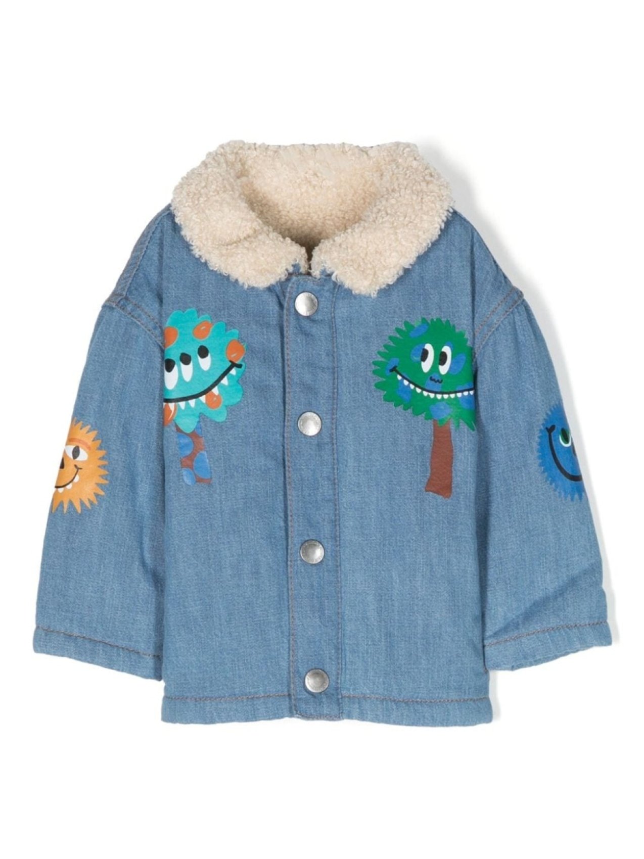 

Stella McCartney Kids джинсовая куртка с принтом Monster Face, синий