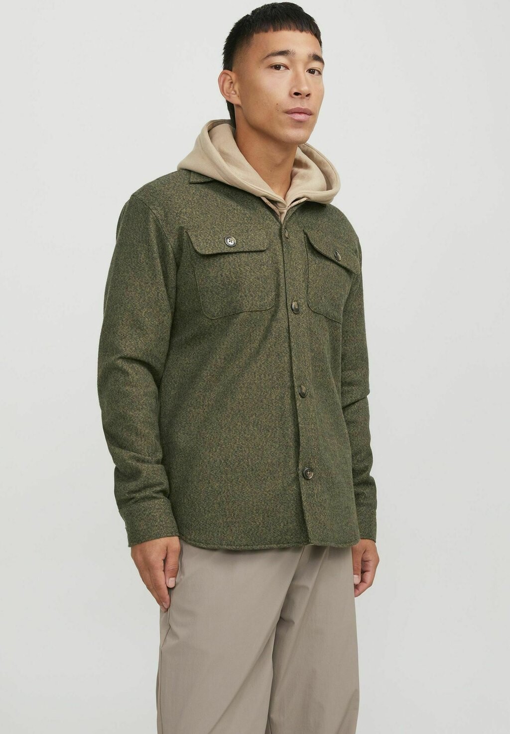 

Рубашка Over Melange Jack & Jones, цвет olive night