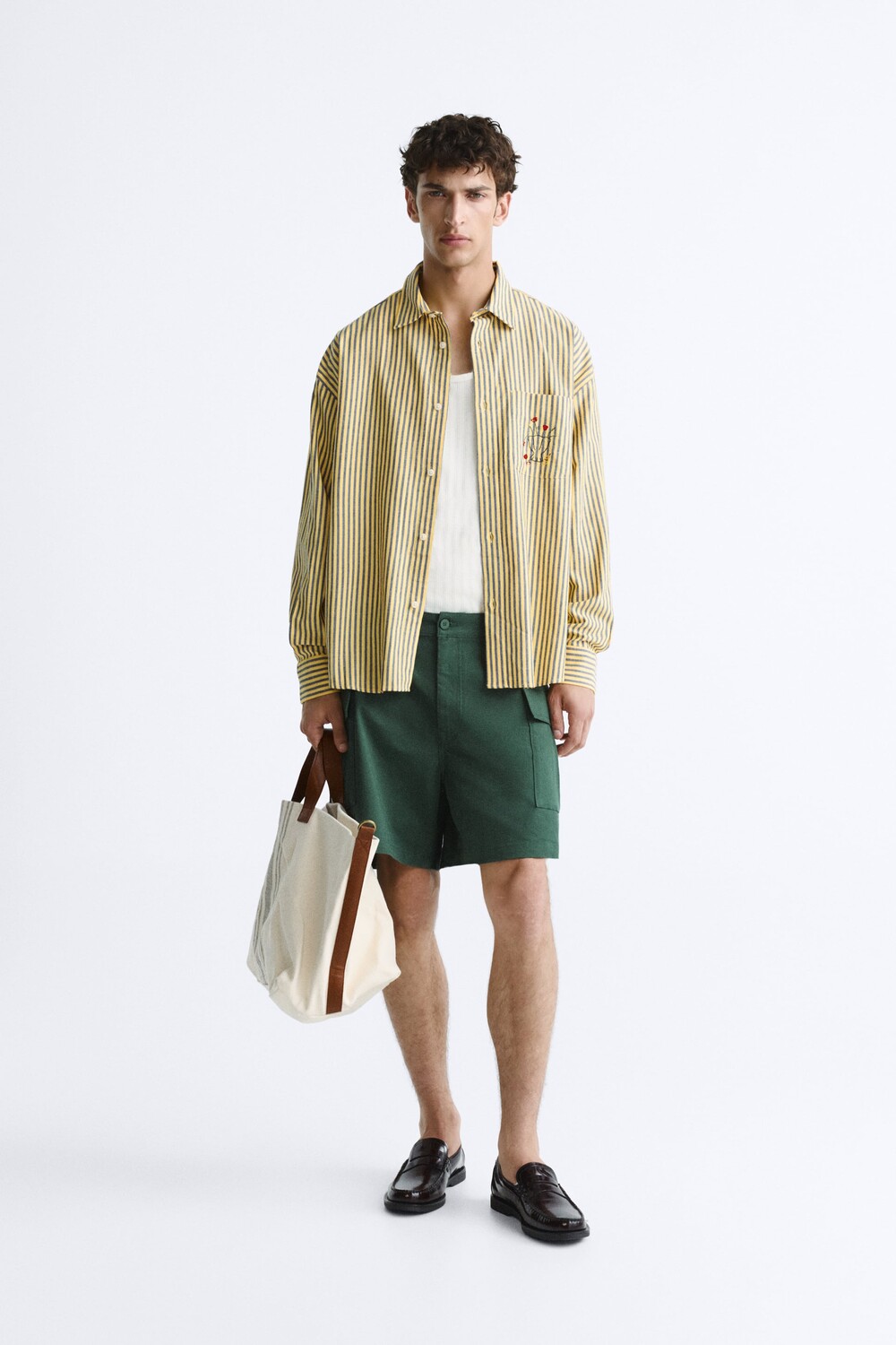 

Сумка с кожаными деталями Zara, экрю белый