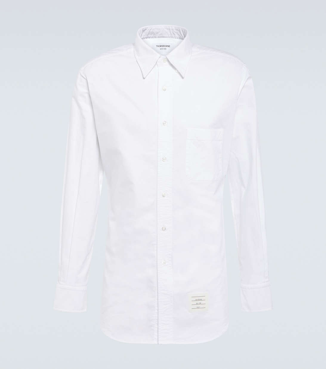 Хлопковая рубашка с полосками 4 Thom Browne, белый серые носки с 4 полосками thom browne