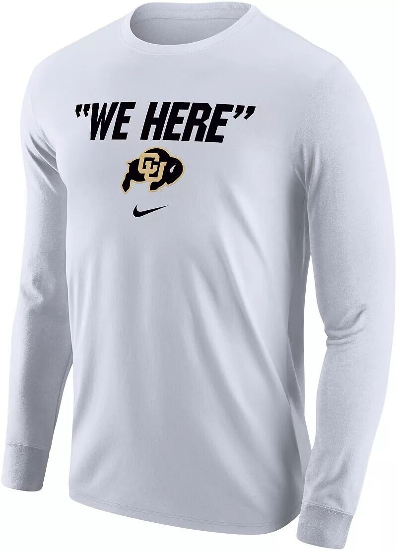 

Мужская белая футболка с длинным рукавом Nike Colorado Buffaloes We Here