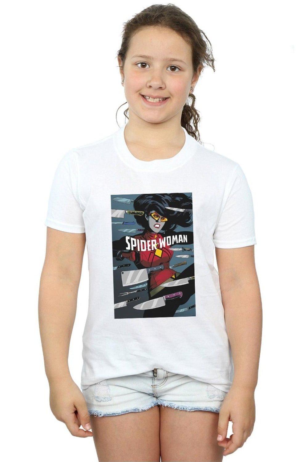 Хлопковая футболка с изображением женщины-паука Marvel, белый