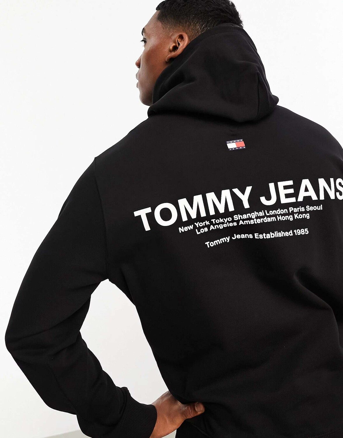 

Черное худи с логотипом и логотипом Tommy Jeans, Черный