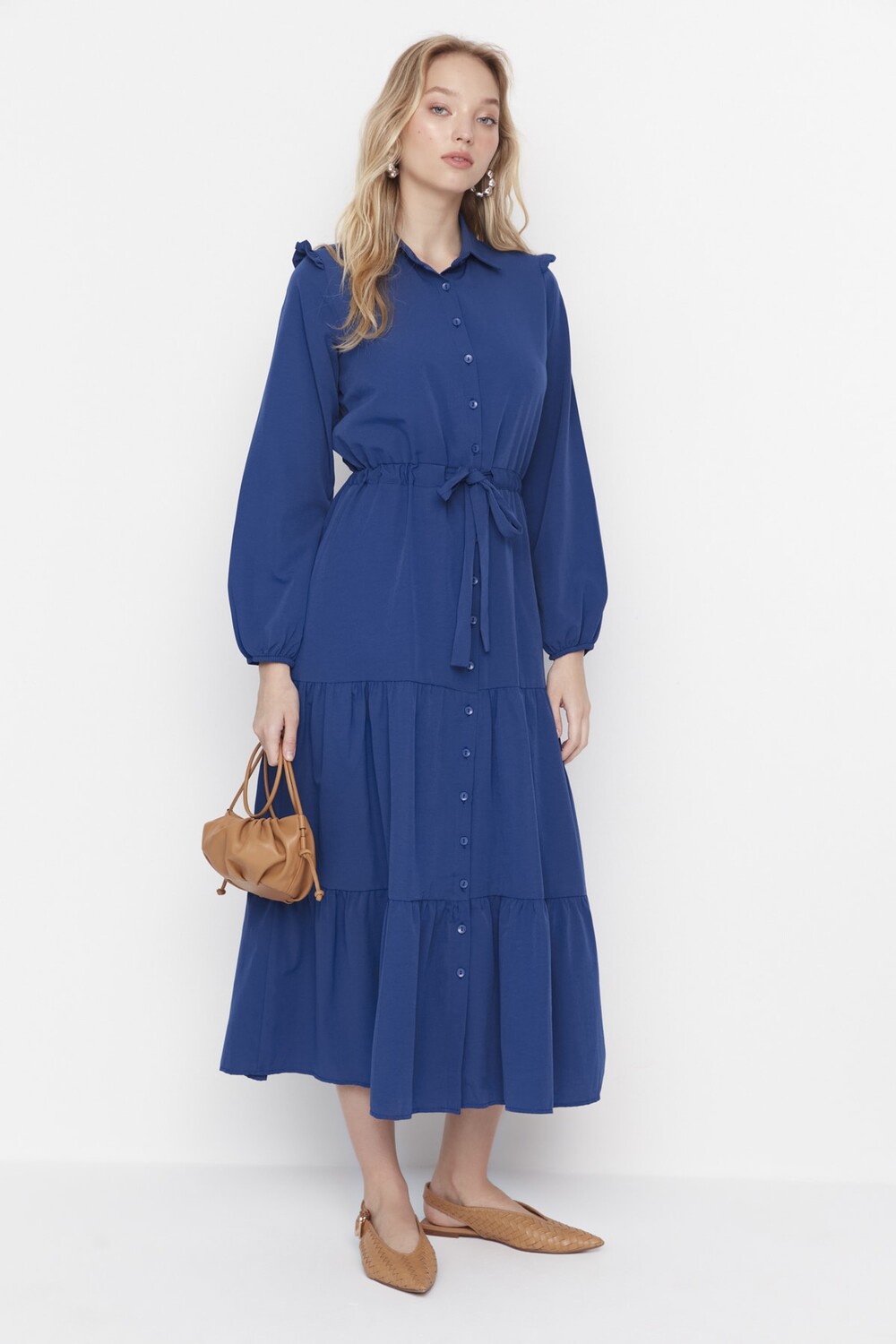

Платье - Синий - Платье-рубашка Trendyol Modest, синий
