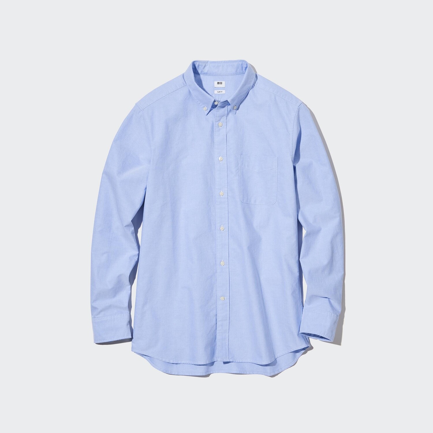 

Рубашка UNIQLO Oxford прямого кроя с воротником на пуговицах, синий
