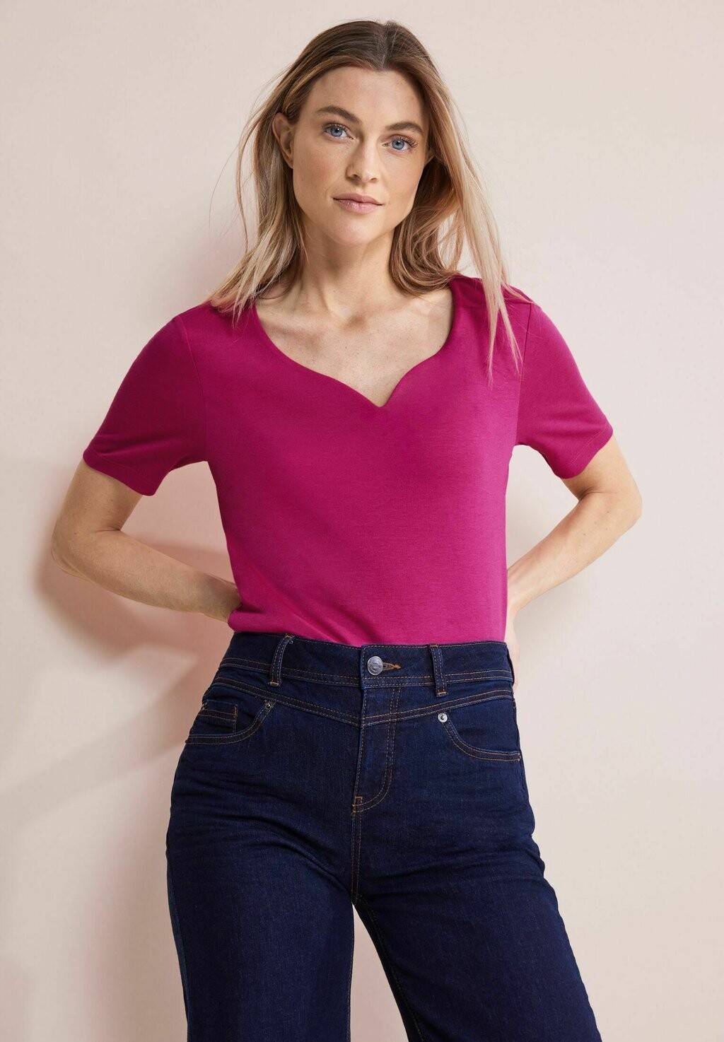 

Футболка базовая MIT HERZ AUSSCHNITT Street One, цвет pink