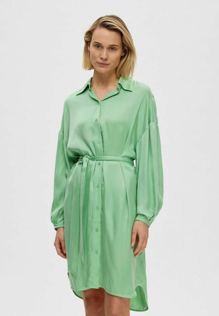 

Классическая рубашка Selected Femme SLFIRENE TONIA SHIRT DRESS, цвет absinthe green