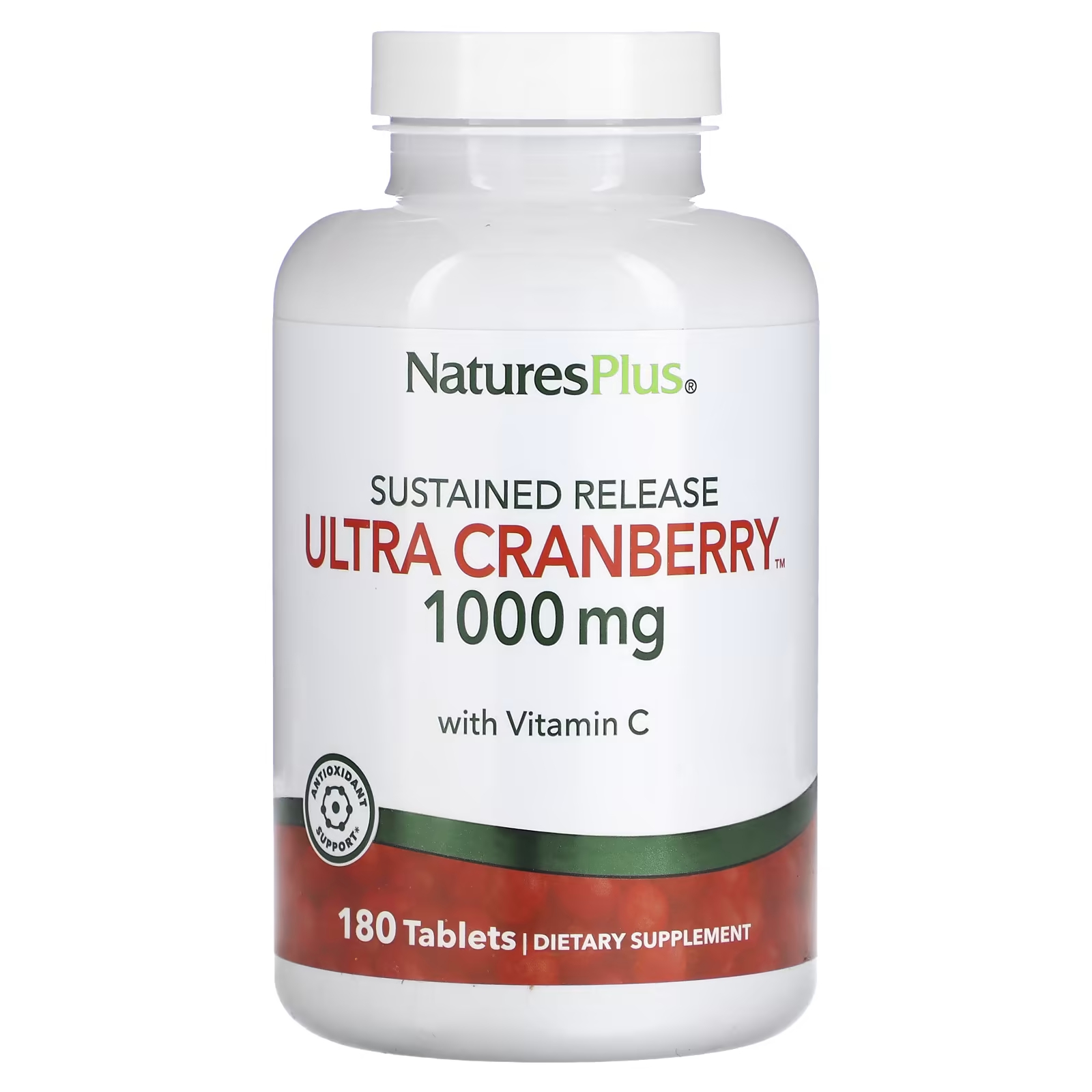 Пищевая добавка NaturesPlus Ultra Cranberry с пролонгированным высвобождением, 180 таблеток naturesplus ultra zyme добавка с максимальной силой действия 180 таблеток