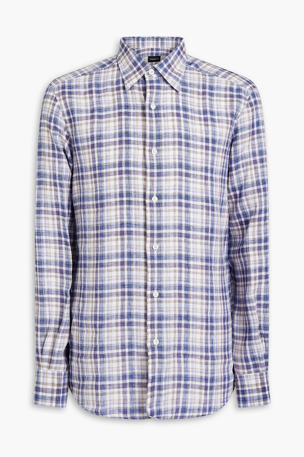 

Рубашка из льняной марли в клетку ZEGNA, белый