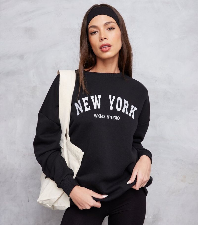 

WKNDGIRL Черный свитшот New York WKNDGIRL, черный