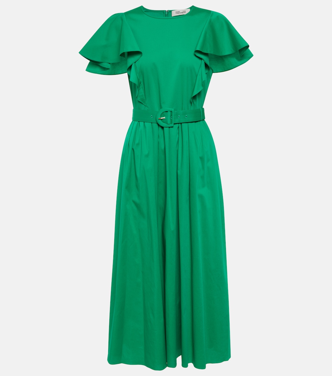 Платье миди с оборками DIANE VON FURSTENBERG, зеленый