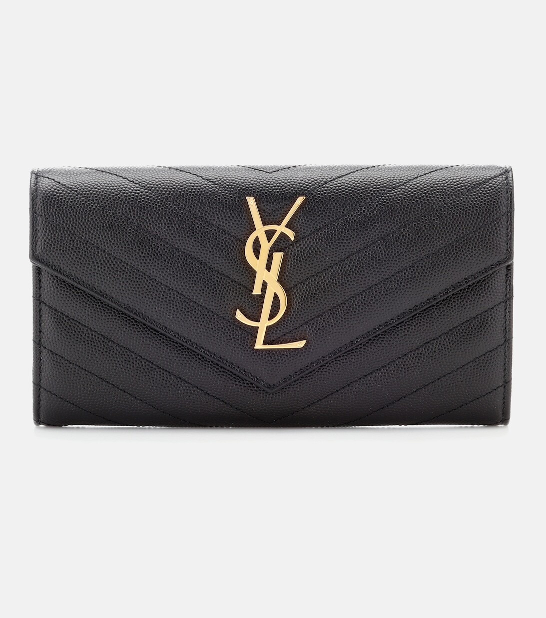 

Большой кожаный кошелек с монограммой Saint Laurent, черный